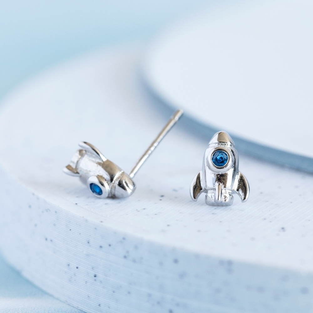 Silver Rocketship Studs (S925) - Only 1 left! - Picture 7 of 8
